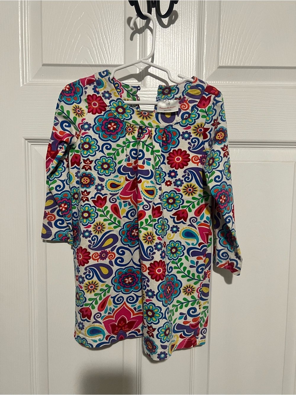 Hanna Andersson White Dress with Bright Floral Print